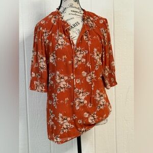 Sara Michelle Floral Orange Blouse